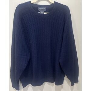 Davis & Squire Sweater Men's X-Large Navy 100% Cashmere Cable Knit Pullover